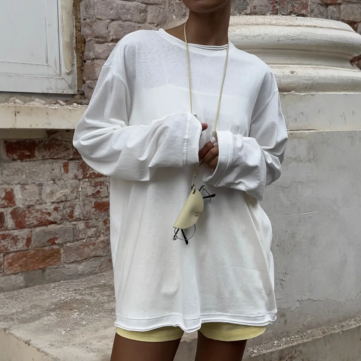 

Сплошной цвет с длинным рукавом, женский стиль, осень-зима 2022, свободная футболка со снежинками, топ, женская футболка с длинным рукавом и круглым вырезом