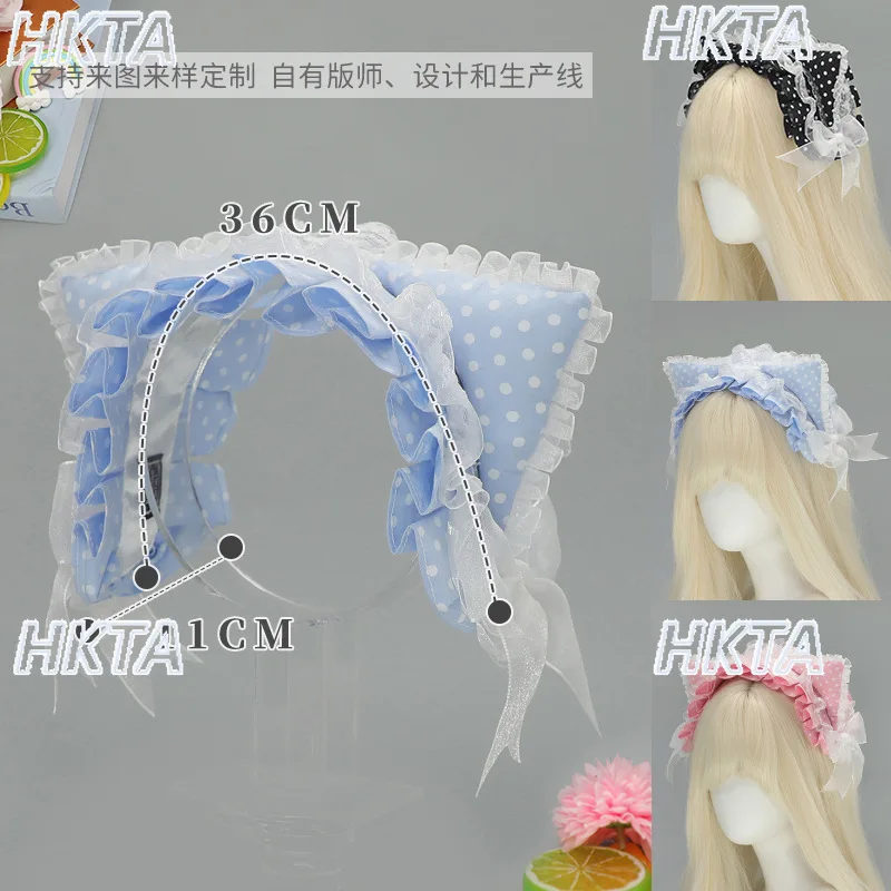 

Y2K Polka Dot Cat Ear Headband Harajuku Clips Lolita Girls Hair Accessories Subculture Dopamine Cat Ear Headband Cosplay Hairpin