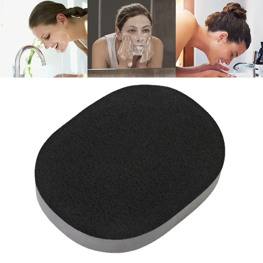 Esponja Facial de carbón de bambú negro Natural, esponja profunda para la cara, maquillaje exfoliante portátil, cosméticos, Herramientas de limpieza, belleza Sof A5N7