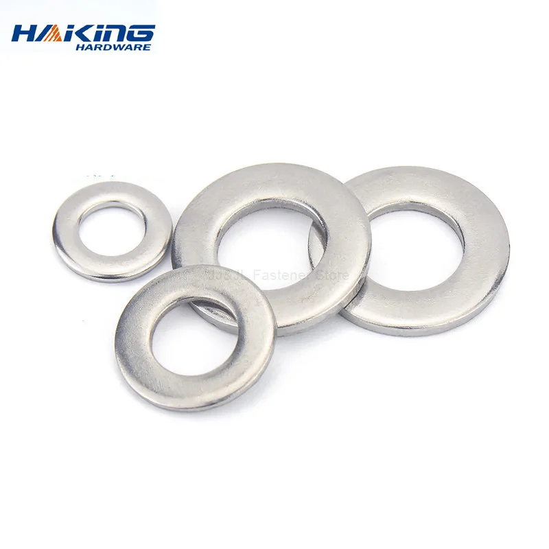 

1-100 pcs M1.6 M2 M2.5 M3 M4 M5 M6 M8 M10 M12 M16 M20 M22 304 Stainless Steel Flat Washer shim spacer Plain metal Washers Rings