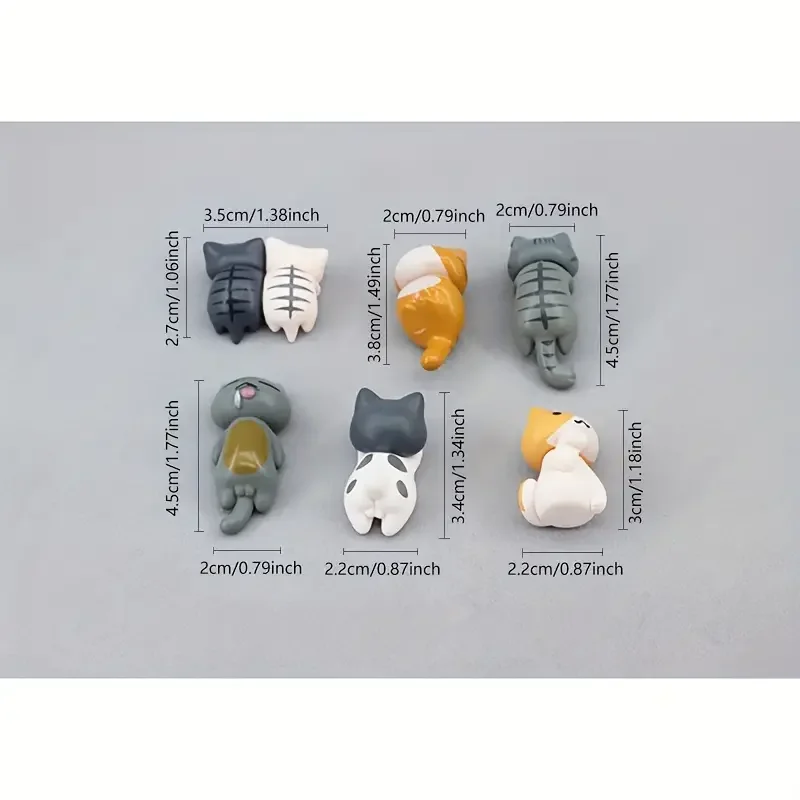6pcs PVC Cartoon Cat Figurines Cute Mini Decoration for Car Dashboard Plant Pots Screen Edge Home Desk Art Decor view 2