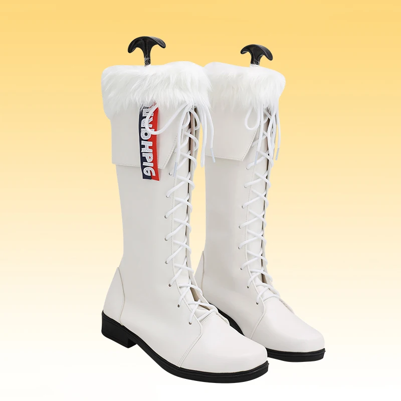 Jeu archevaliers Poca blanc Cosplay chaussures en cuir PU bottes longues femme mâle Halloween carnaval fête jeu de rôle accessoires sur mesure