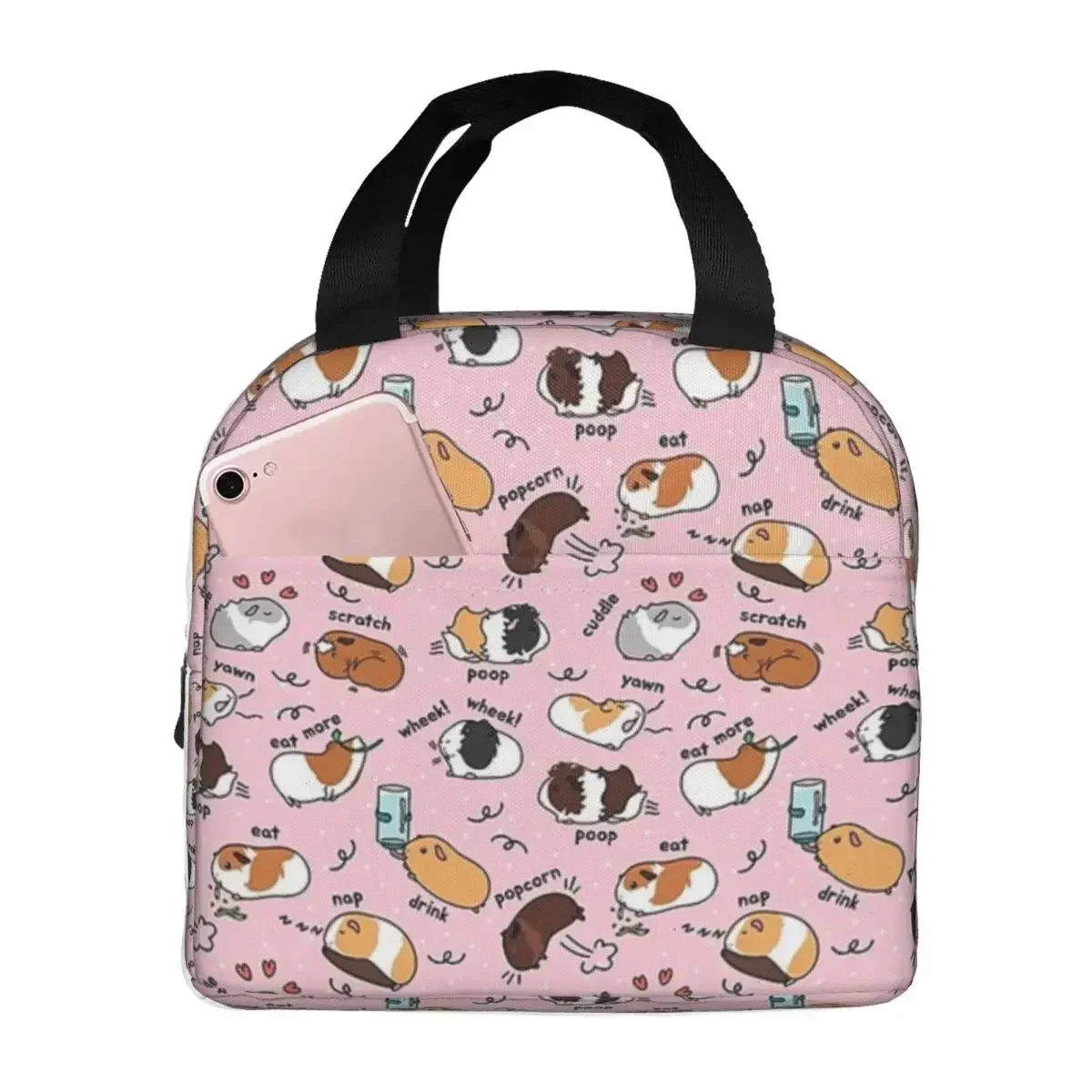 

Guinea Pigs Insulated Lunch Bags Portable Picnic Bags Thermal Cooler Lunch Box Lunch Tote for Woman Work Kids School