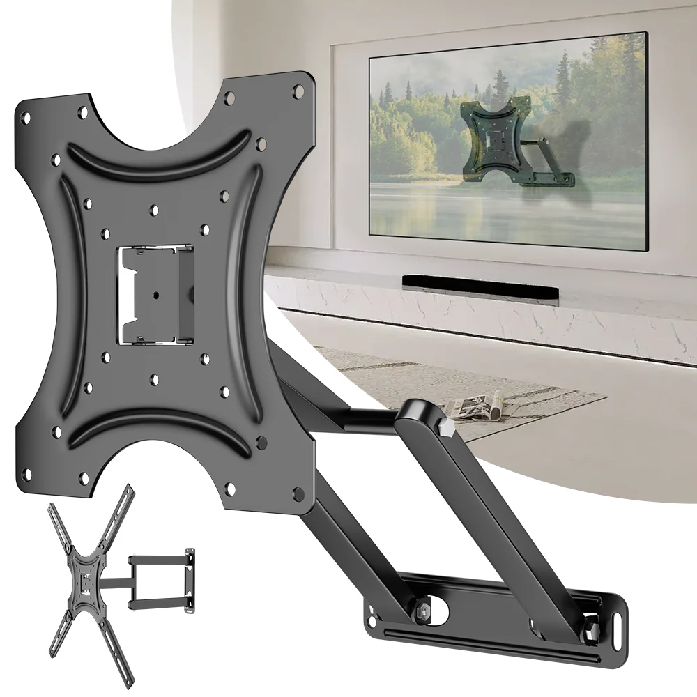 Universelle TV-Monitor-Wandhalterung, Gelenkarme, drehbare Neigungsverlängerung, Drehung für die meisten 17–55 Zoll flachen, gebogenen Fernseher – Detail 7