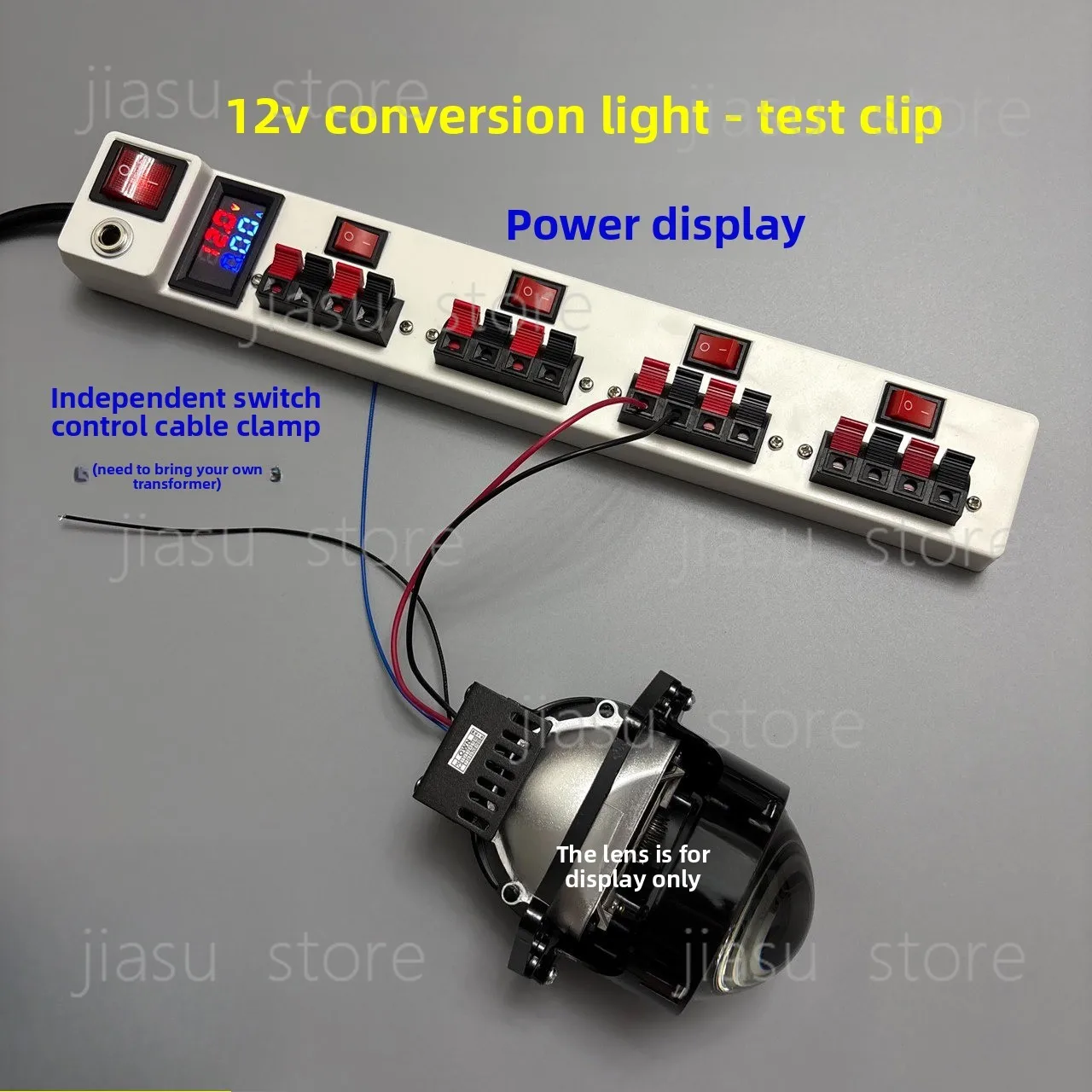 

12V low-voltage lamp change special H4 lens lamp power display with switch and clip quick tester