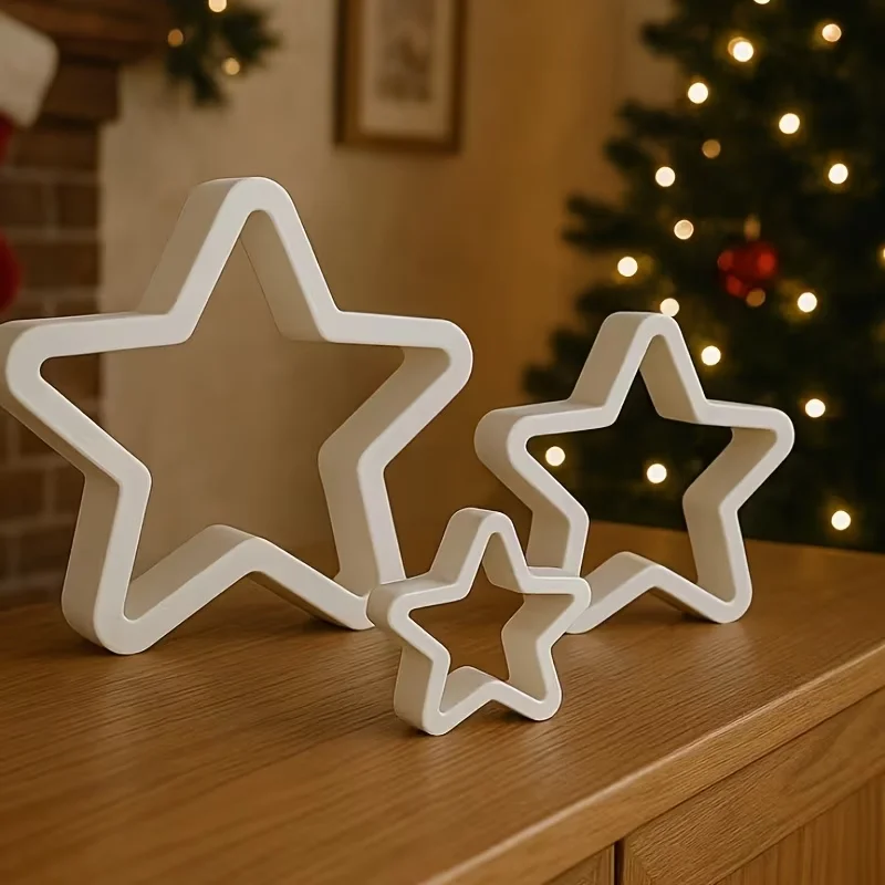 3 Pcs Star shaped decoration - hollow layered star shaped, collectible small statues, desktop decorative ornaments