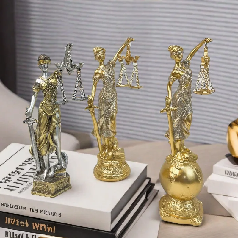 Modern Wealth Goddess Justice Goddess Statue Resin Crafts Decoration Home Office Feng Shui Figurines Desktop Miniature Ornament