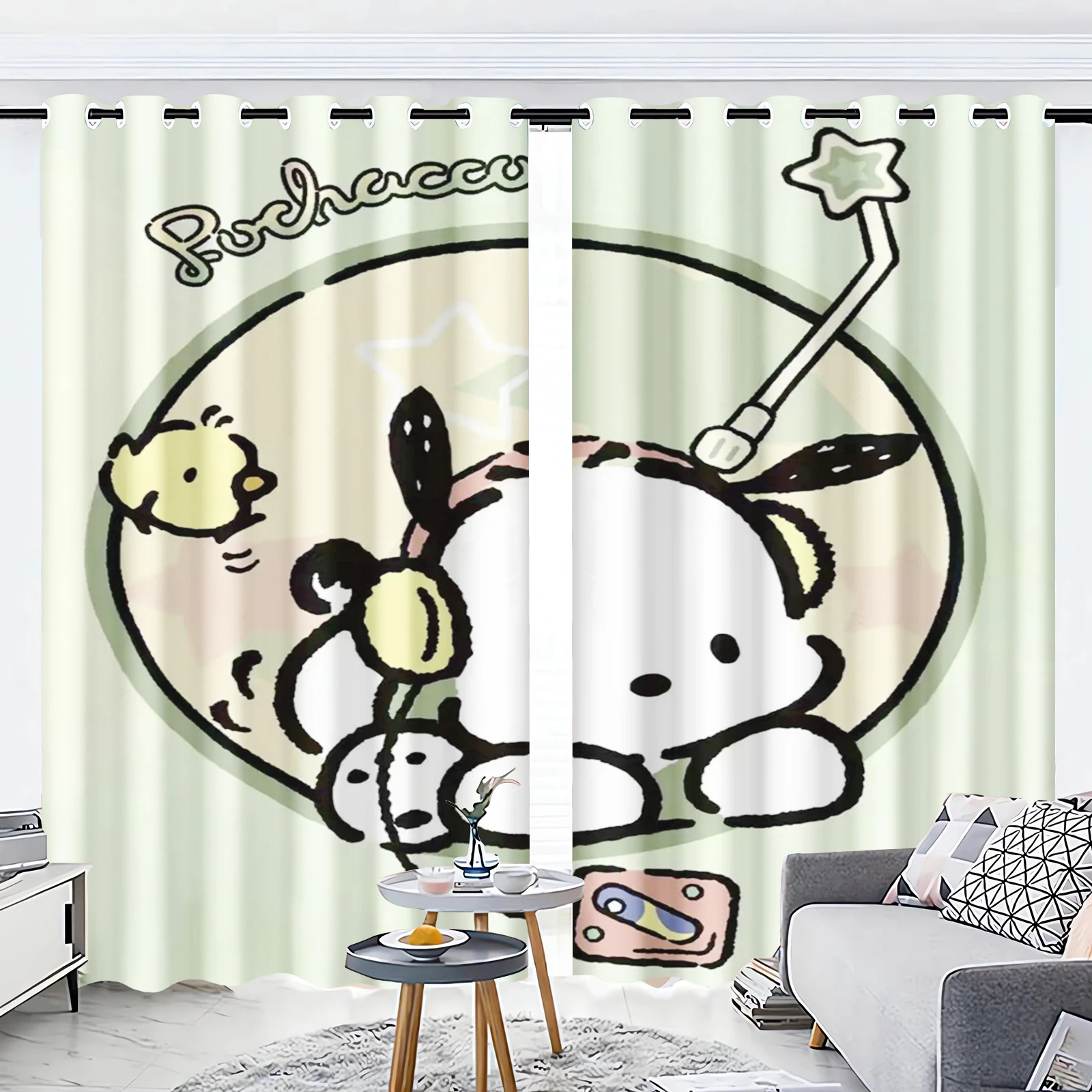 

Pochacco Dog Curtain Cartoon Sanrio Window Decoration 100% Polyester Shade Curtains Bedroom Living Room Home 2 Tablets