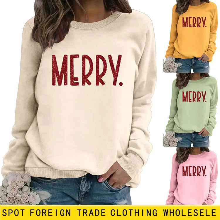 Autumn Winter Women's Plus Velvet Sweatshirt Female Letter Printed O-neck Long Sleeve Tops Women's Thicken Jackets Coats