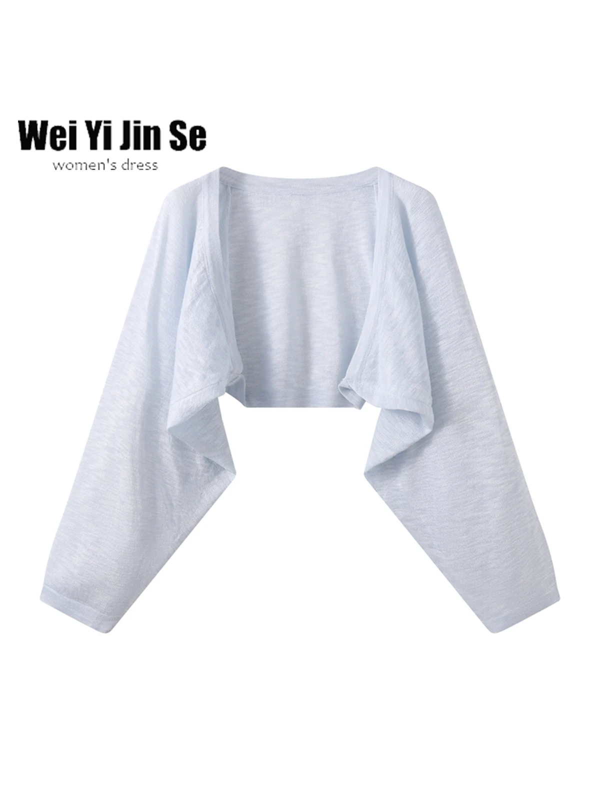 

Weijin Colored Ice Silk Knitted Open Cardigan Women's Strap Dr Outer Covering irt Sun Protection Top Batwing Sve