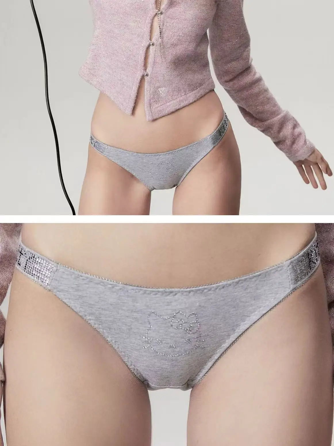 Sanrio Hello Kitty Rhinestone Cotton Low Rise Women Bikini Briefs Triangle Panties Soft Sexy Girls Sweet Spicy Intimate Panties - view 4
