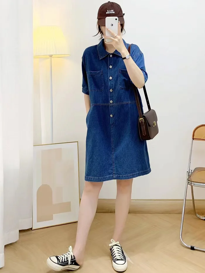 เสื้อเดนิมคอปกทรงใหญ่พิเศษ แฟชั่นฮ่องกง ทรงเอวสูง แขนยาว สำหรับคนไซส์ใหญ่...