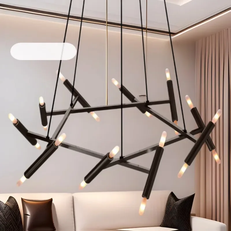 Postmodern Tree Branch Copper Chandelier Nordic Simple Pendant Light for Living Room Bedroom Dining Villa Model House Decor