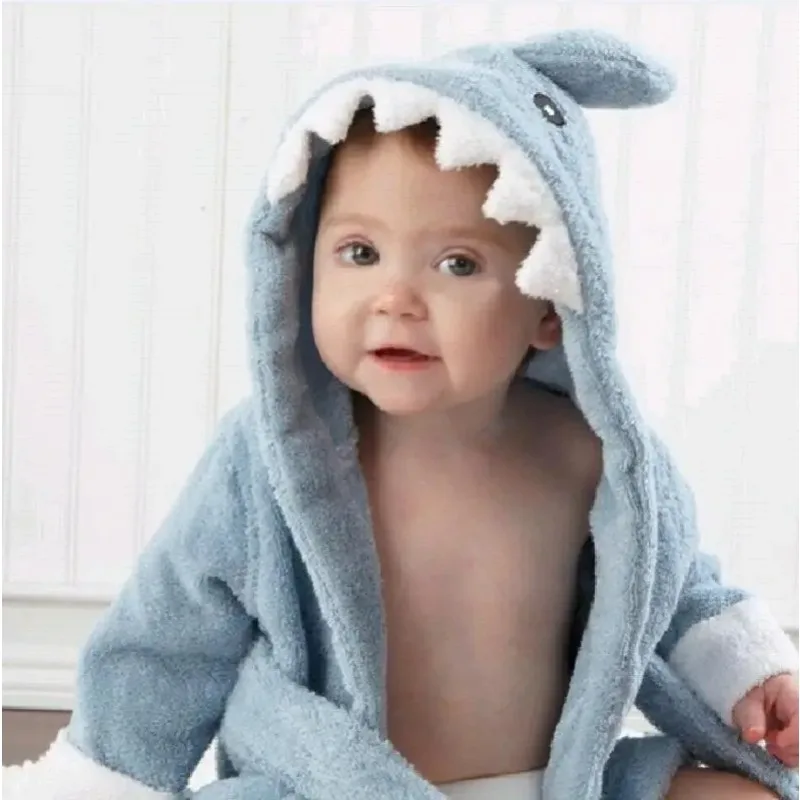 Cotton Baby Robe Bath Towel Cartoon Hoodies Infant Girls Boys Sleepwear Bath Blanket Kids Soft Bathrobe Pajamas Kids Clothing