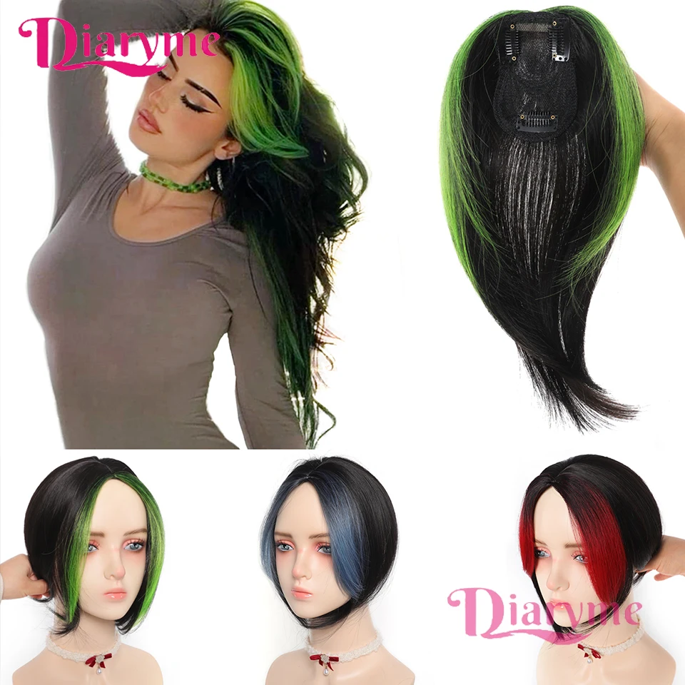 

Synthetic Topper Hairpiece False Bang Clip-In Colorful Bangs Extension Natural Fake Fringe Invisible Clourse Hairpiece for Women