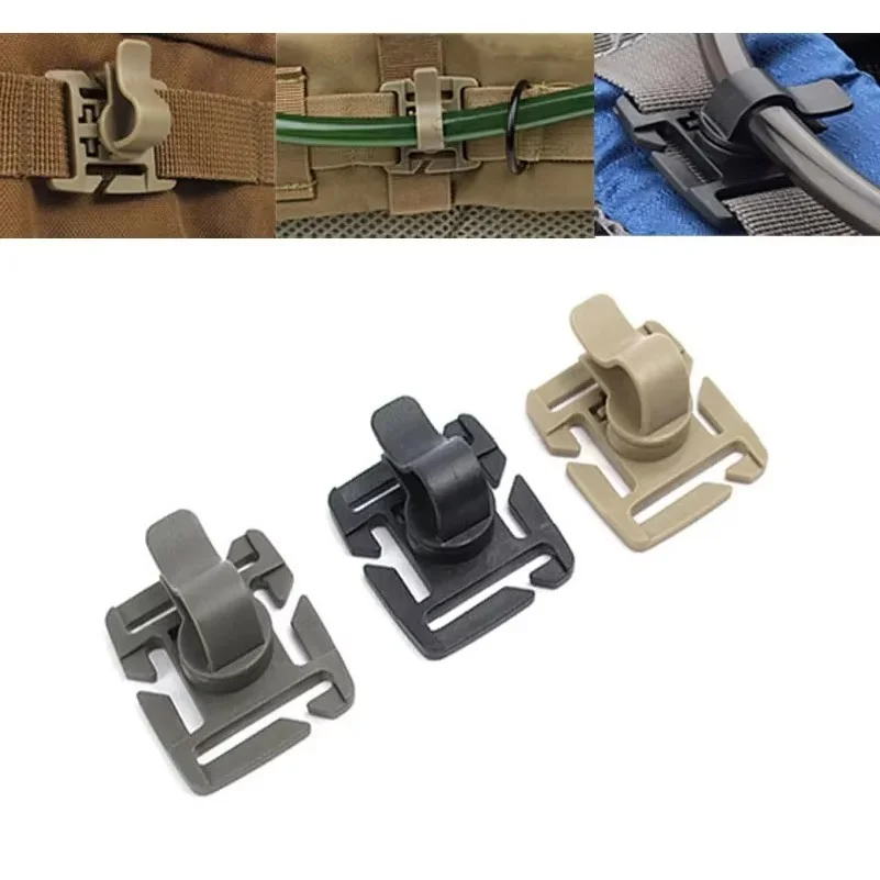 Drink Tube Clip Water Pipe Hose Clamp Backpack MOLLE Webbing Tactical Buckle Outdoor Camp Attach Web Hydration Hydrolink Bladder