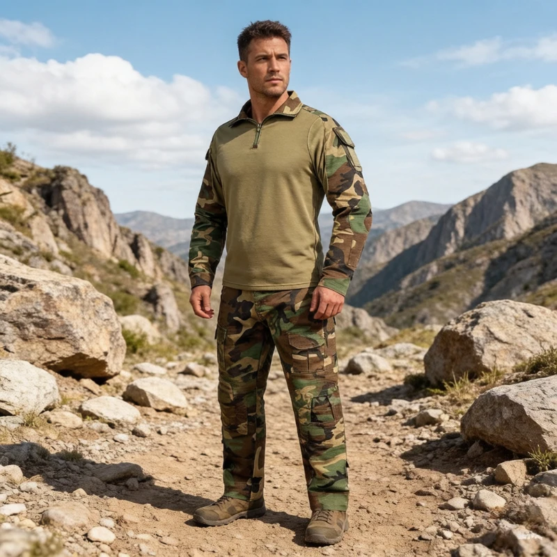 Tactical Frog Suit Set, Special Forces Camo Uniform for Outdoor Combat Training, Durable Breathable Comfortable Military Shirt