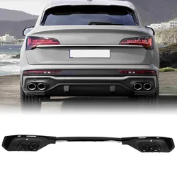 Car Rear Bumper Exhaust Pipe Diffuser Cover Trim Glossy Black Lip Spoiler for Audi SQ5 Q5 Sportback 2021 and Up