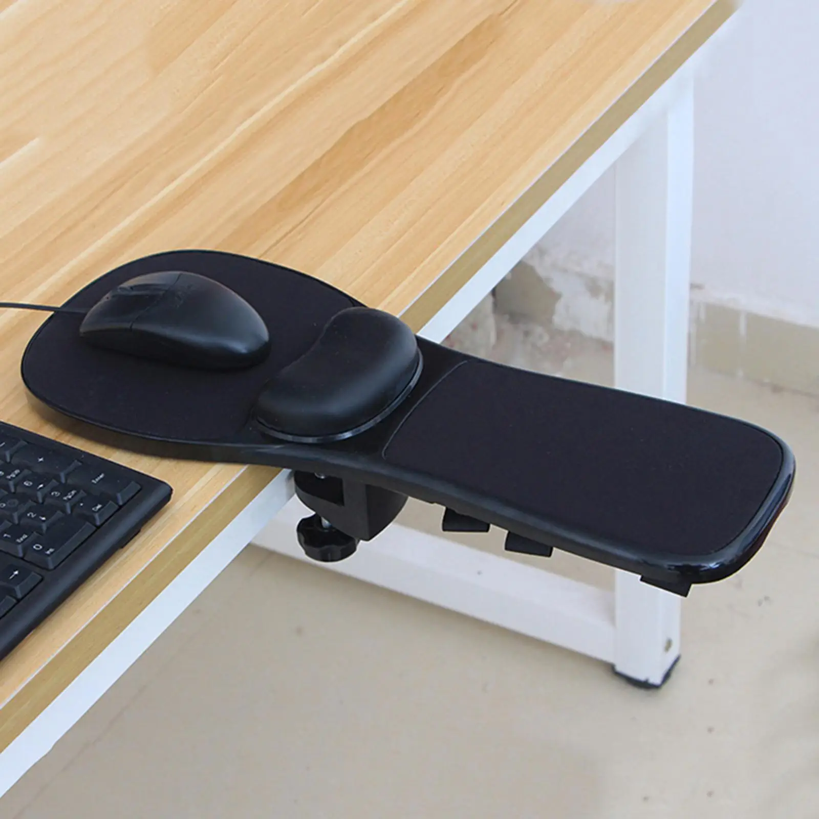 Ergonomic Chair Mount Armrest Mouse Pad with Wrist Support Cushion for Office Desk Keyboard Tray Black