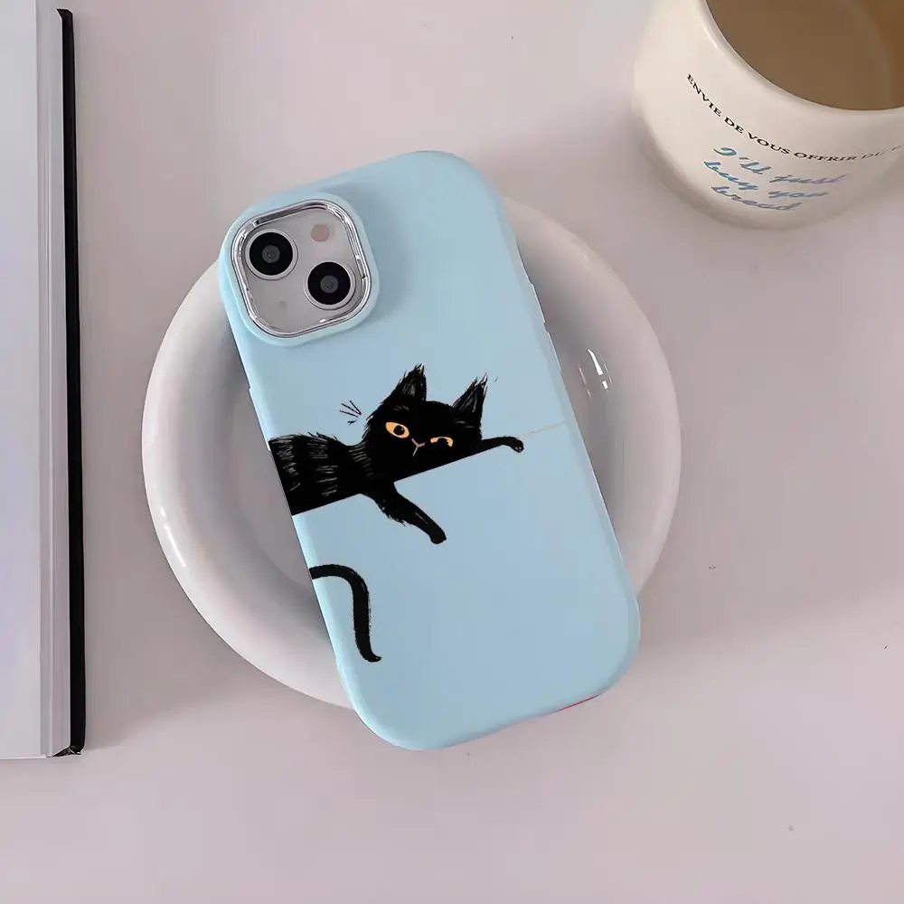 Cute Black Cat MINISO Mouse Pad Stepping On Shit Bulky Oversized Large-Frame Blue Chubby Suitable For IPhone 16 15 14 13 12 11