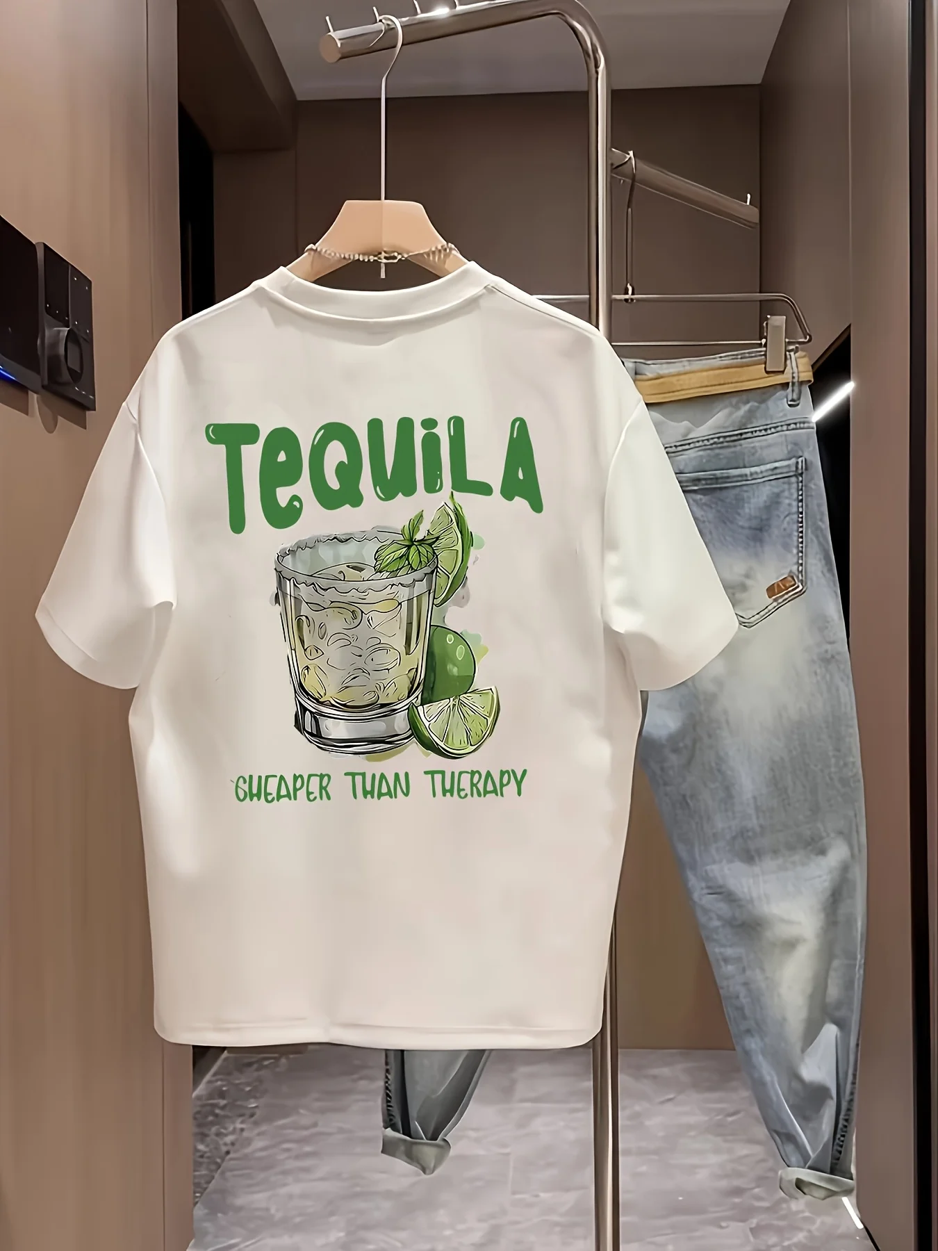 Camiseta de Verano para Hombre 100% Algodón, Tejido Transpirable y Agradable a la Piel, Estampado con Diseño de Agave, Prenda Versátil Adecuada para el Uso Diario