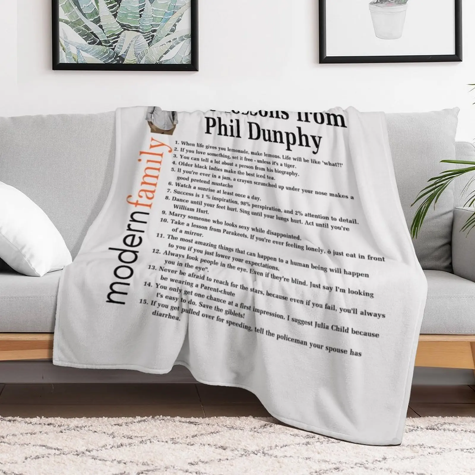 Life Lessons From Phil Dunphy Modern Family Films Sitcom Movie Cameron Tucker Alex Dunphy Gift Graph Throw Blanket