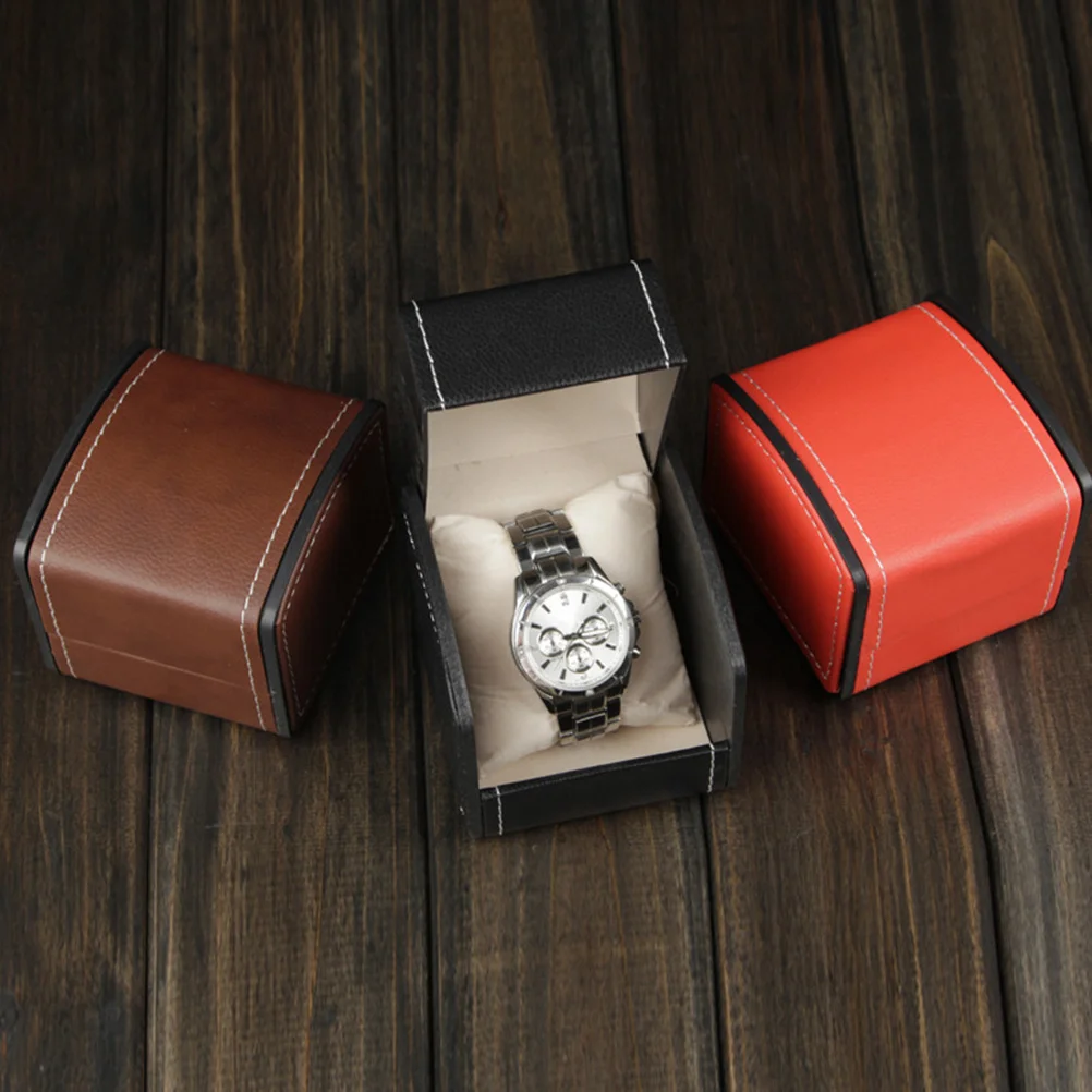 

3Pcs Watch Storage Box High-Quality PU Elegant Wristwatch Display Case Jewelry Organizer Gift Container