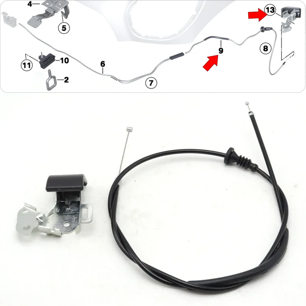 Car Rear Engine Hood Lock Release Pull Handle Cable For BMW Countryman R60 2009-2016 PACEMAN R61 2011-2015