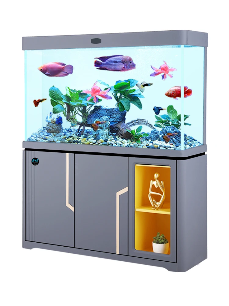 

Modern luxury household living room floor-to-floor large intelligent ultra-white tank bottom filter goldfish bowl