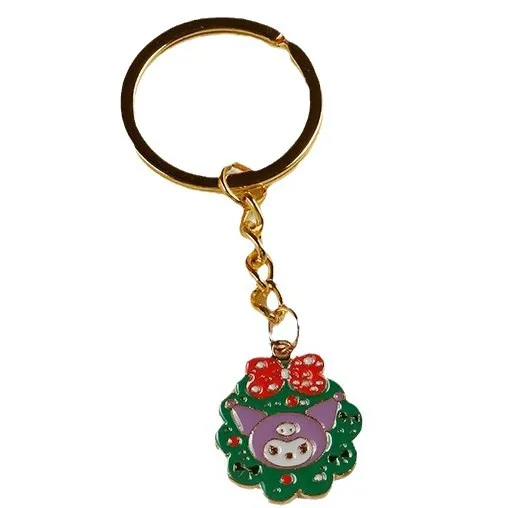 Merry Christmas Children Gift Kawaii Kuromi Alloy Drip Oil Keychain Couple Bag Hello Kitty Decorative Chain Creative Accessories