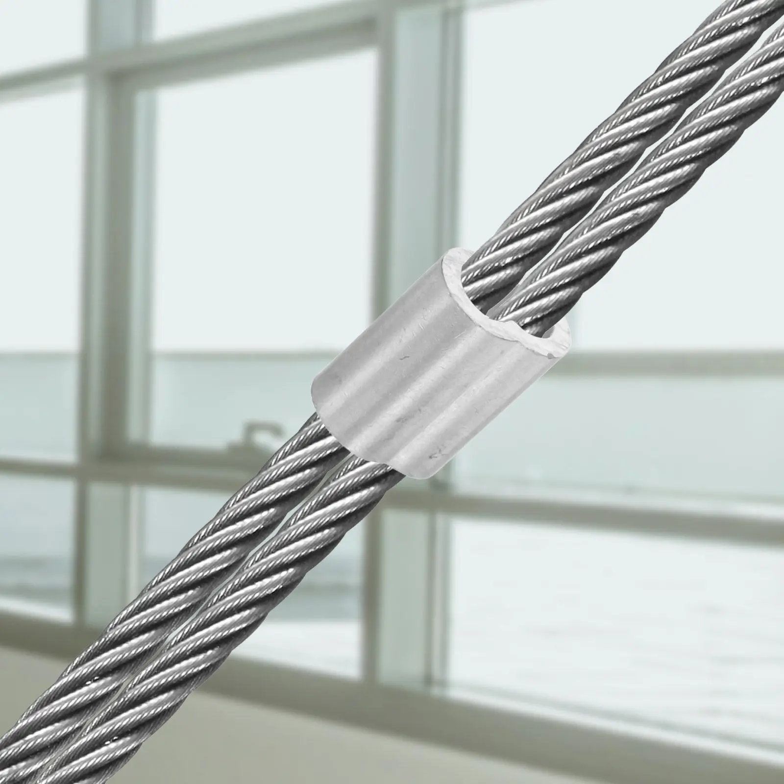 120Pcs Wire Rope Aluminum Crimping Sleeves Oval Shape Heavy Duty 8 Design Fast Installation Construction Stage Setup Garden