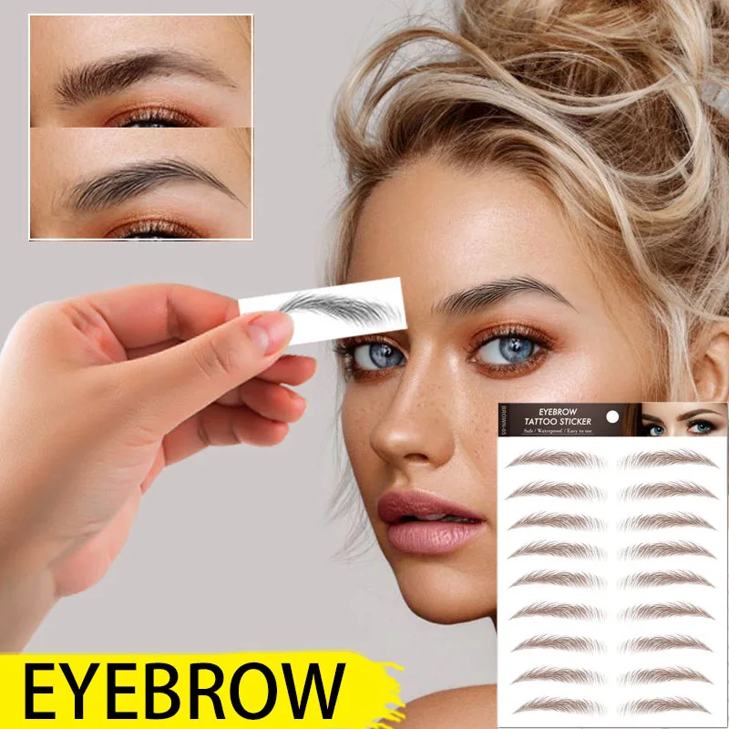 6D Eyebrow Tattoos Stickers Eyebrow Water Transfers Stickers Hair-Like Waterproof Eyebrow Stickers for Brow Grooming Shaping