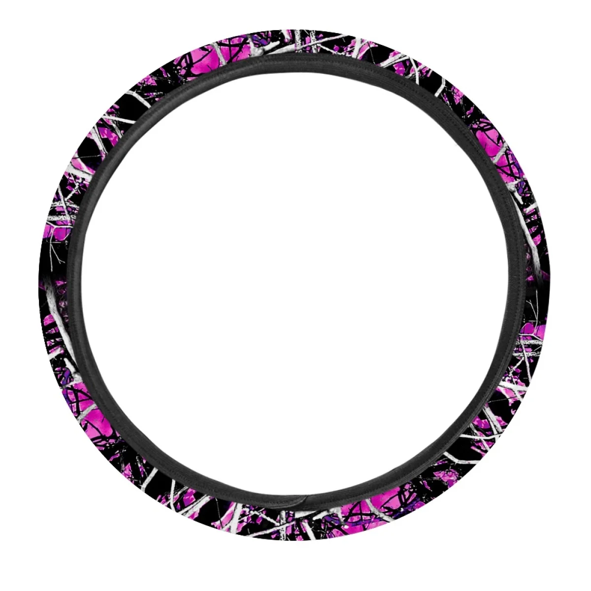 INSTANTARTS Pink Branch Forest Auto Steering Wheel Cover for Car SUV Truck Non-slip Sweat Absorption Comfort Automotive Interior