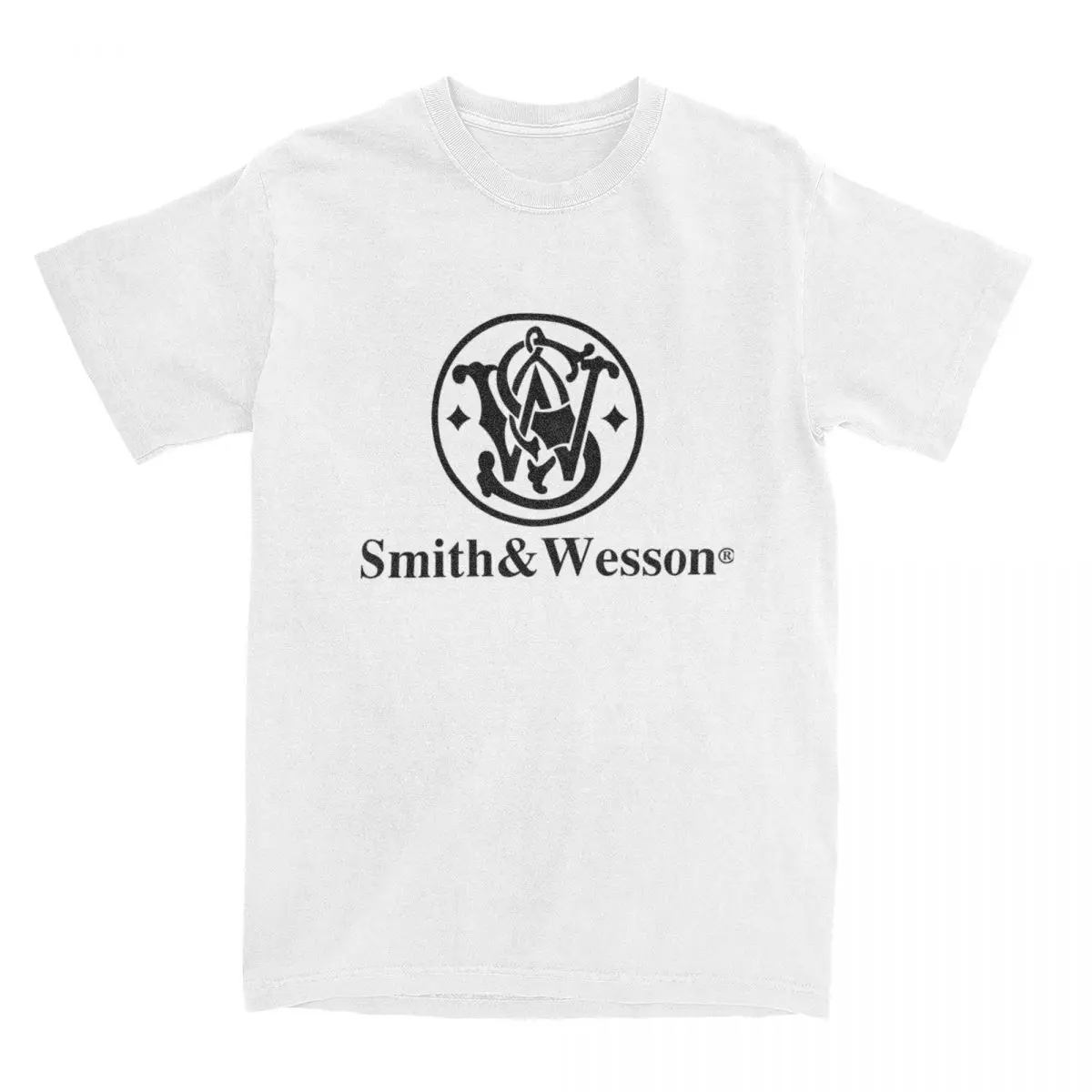 Smith Wessons T-Shirt Men Vintage Cotton Tees Crew Neck Short Sleeve T Shirt Plus Size Clothing