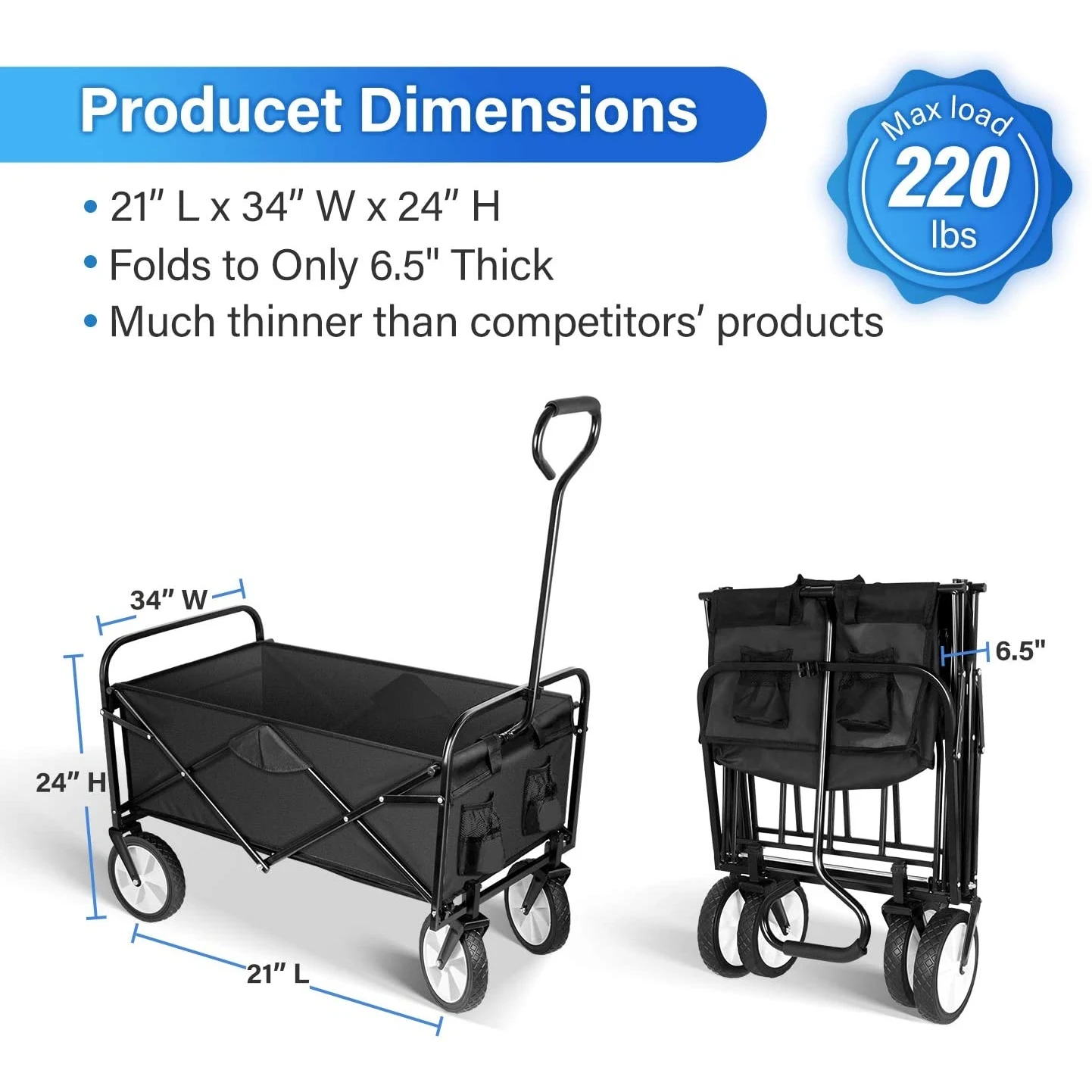 Heavy Duty Folding Portable Hand Cart W/Removable Canopy 8