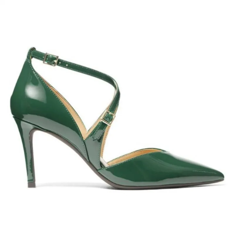 DIZHUANG shoes Fashionable women's high heels. About 11cm heel height. Pointed toe pumps. Green pointed toe shoes. Fashion show