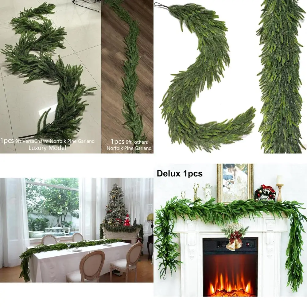

Realistic 15FT Extra Full Christmas Garland with Norfolk Pine for Stairs, Railings, Doorframes, Mantel, and Table Indoor/Outdoor