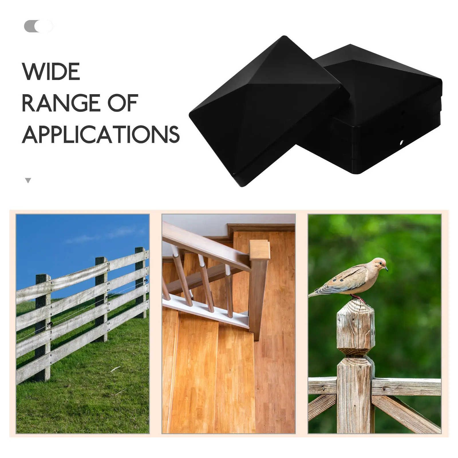 4Sets Plastic Post Caps for Fence Posts Traffic Barrier Columns Guard Bars Railing Covers Weather Resistant Fence Accessories