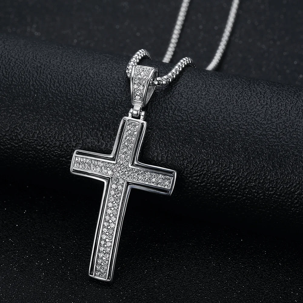 Anztilam Baseball Bat Pendants No Fade 316L Stainless Steel Iced Out Pendant with Long Link Chain Necklaces Men Hip Hop Jewelry