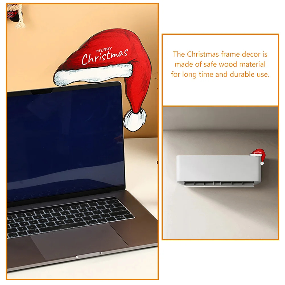 

Christmas Hat Decor Santa Hat Door Hanging Wooden Xmas Party Ornament Holiday Door Frame Decoration Window Wall Craft Supply