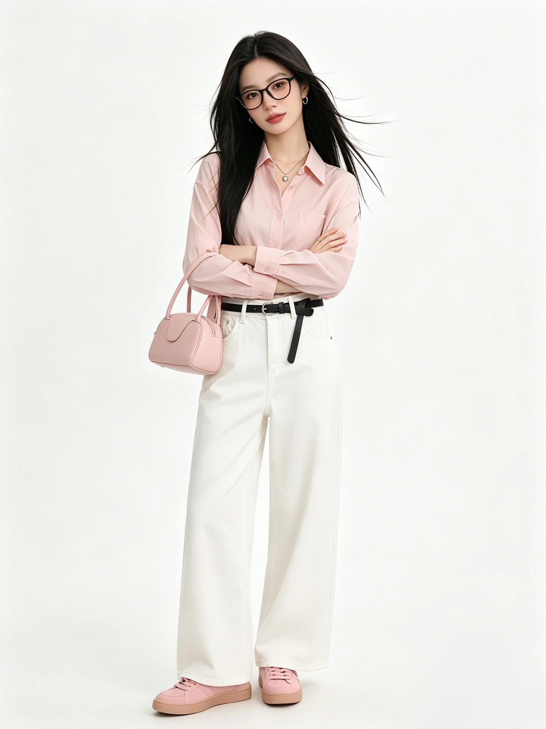 

High Waist White Wide Leg Jeans Korean Style Commute Washed Denim Casual Spring Season Ladies Fashion Slimming Personality