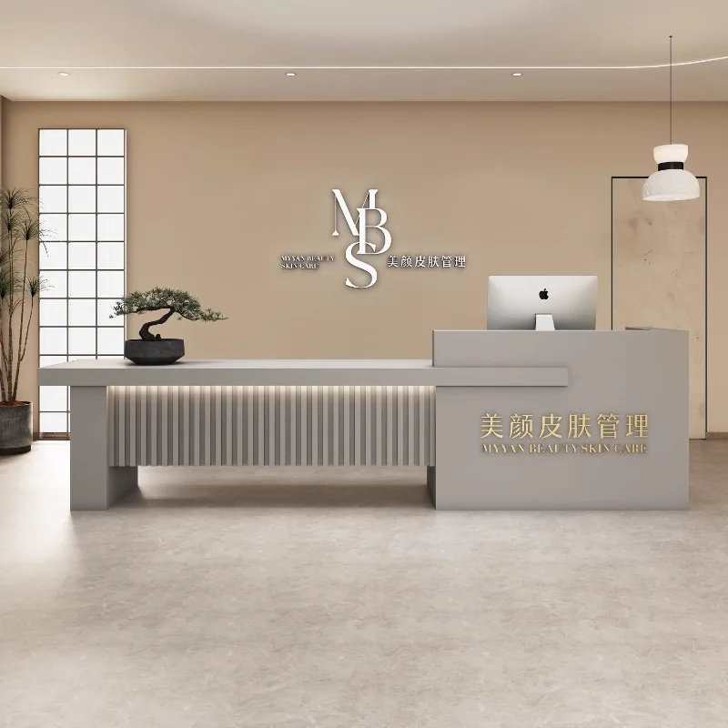 

Modern Luxury Reception Desk Standing Beauty Commercial Clinic Premium Reception Desk Hotel Meuble Caisse Shop Furniture HDH