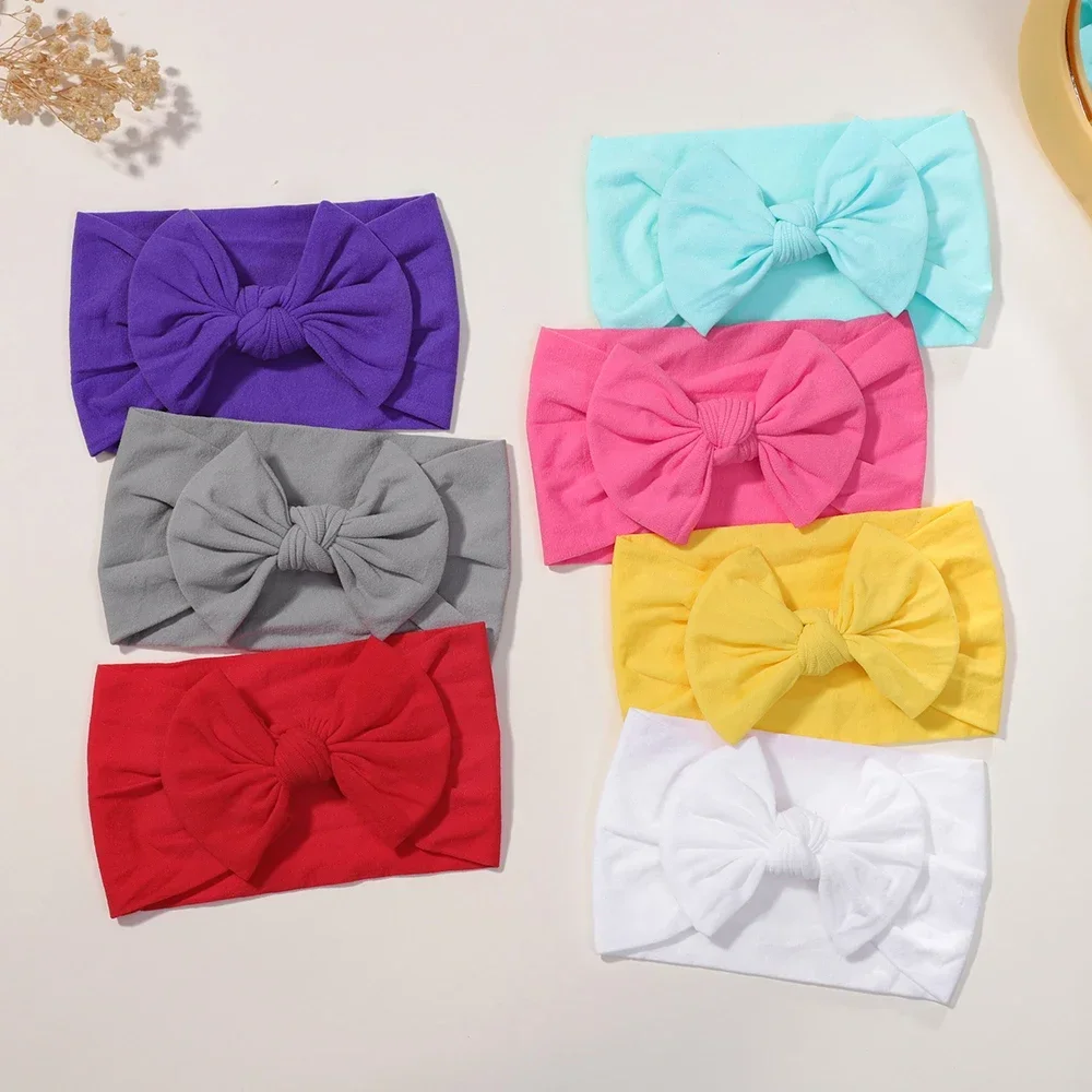 5Pcs Cute Bows Baby Headband  Baby Girl Hair Bands for Newborn Infant  Soft Elastic Turban Headwear Baby Hair Accessories Gifts