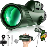 80x100 HD ZOOM Monocular Telescope Portable Powerful Binoculars Long Range Telescope For Hunting Camping With Tripod Phone Clip
