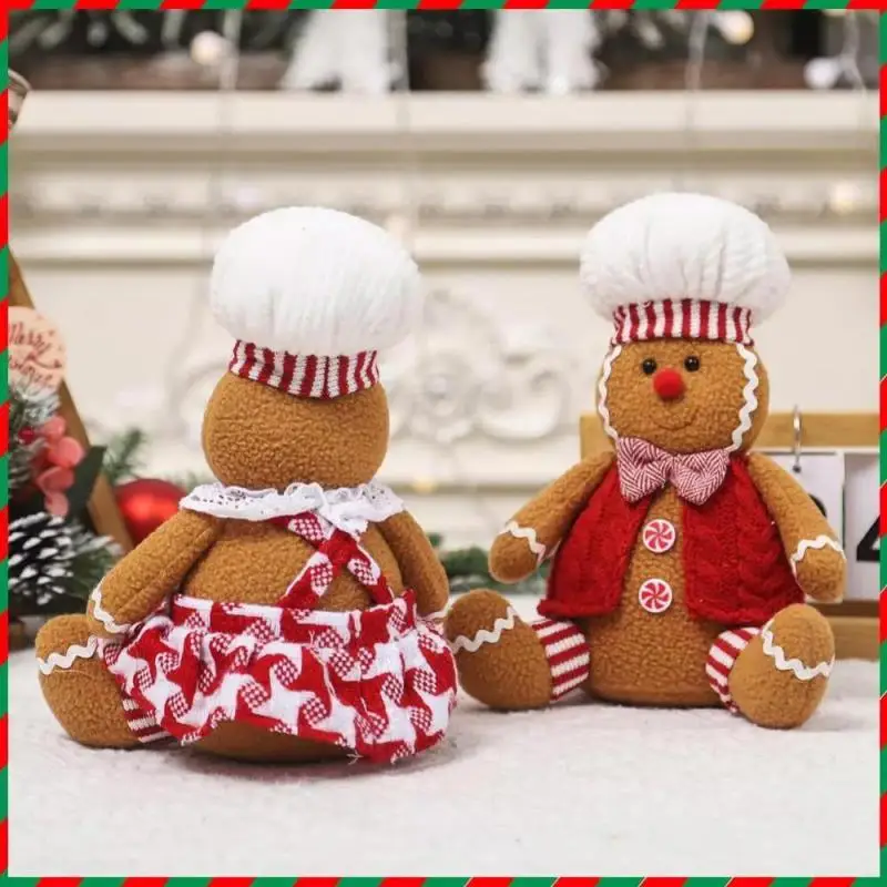 Christmas New Year Decoration For Home Plush Doll Gingerbread Man Xmas Tree Hanging Ornament Indoor Pendant Kid Gift Decor 2024