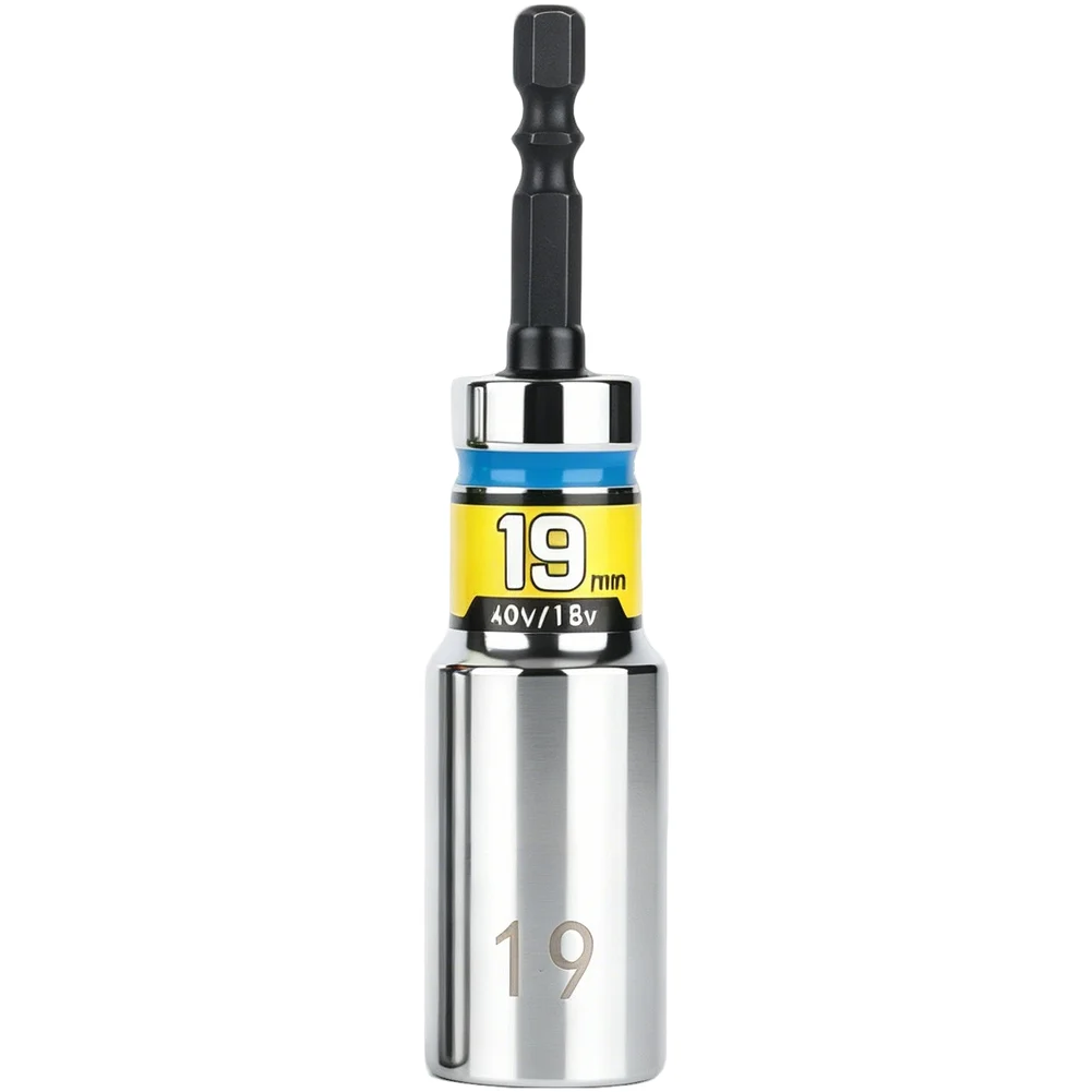 7pcs Deep For impact Socket Set 8mm through 19mm Chrome Vanadium Steel with Flexible Swivel Joint for Tight Areas