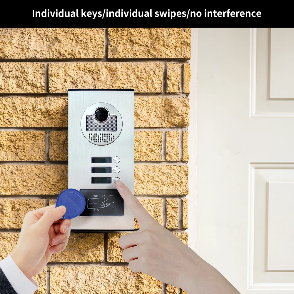 9 Inch 3/4/6/8 Unit Multi Apartments Intercom Video Door Phone With RFID Unit Building Doorbell System