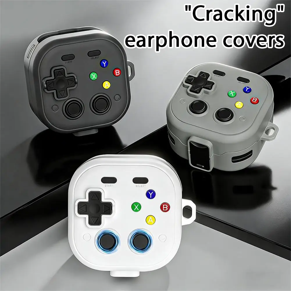 For Samsung Buds 4/4 Pro Case Retro Gamepad Protective Cover 3D Clicky Button Anti-Drop Shell With Cleaning Pen Carabiner
