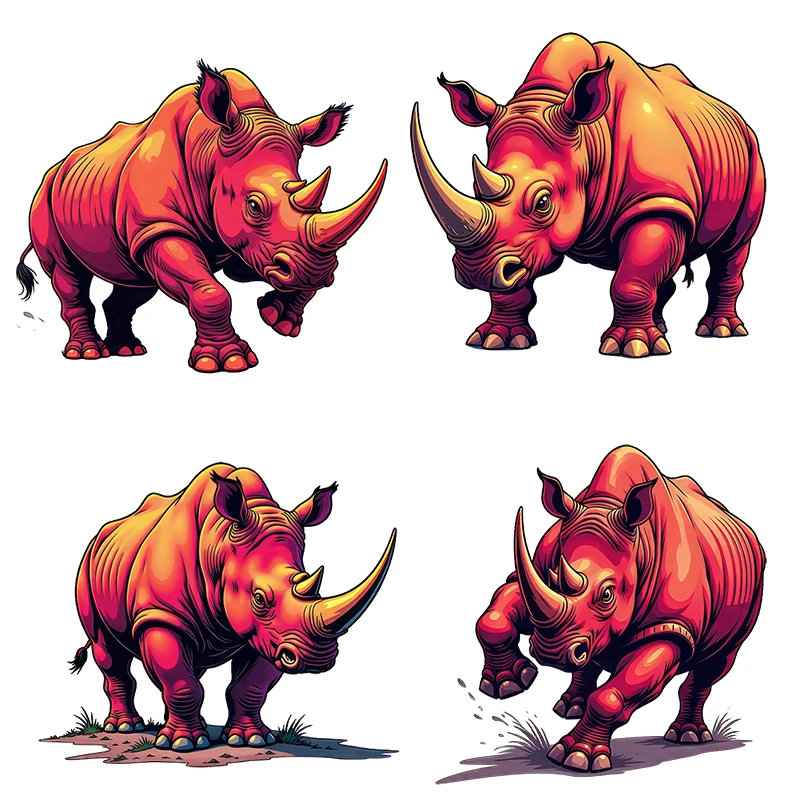 Three Ratels CD209 Red Rhinoceros Animal Art Wall Stickers for Home Decoration Personalized Car decals