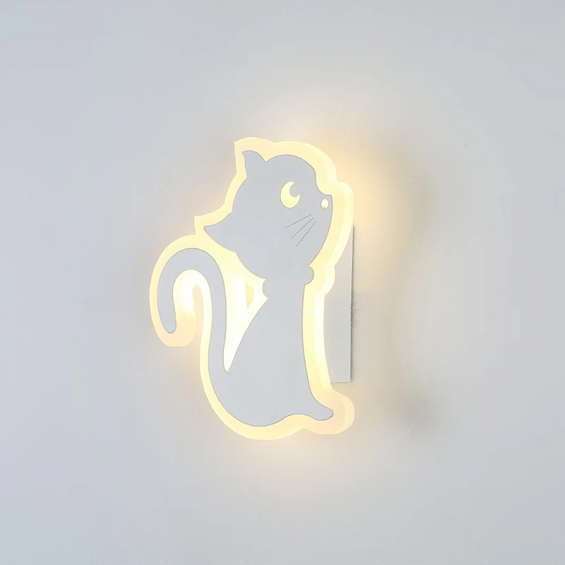 Imagem -04 - Lâmpadas de Parede Infantis Led Cat Acrílico e Ferro Minimalista Iluminação Criativa Simples Iluminação Moderna Sala de Estar Quarto Infantil